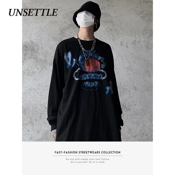 

2020 Autumn Men/Women Gothic Oversized Long Sleeve Graphic Harajuku Print Moon Fashion Hip Hop Streetwear T-Shirt Male Tops