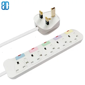 

UK British Plug 3/5/6 Ways Power Socket Male to Female Kitchen Table Electrical Desktop Socket Power With Switch Botton