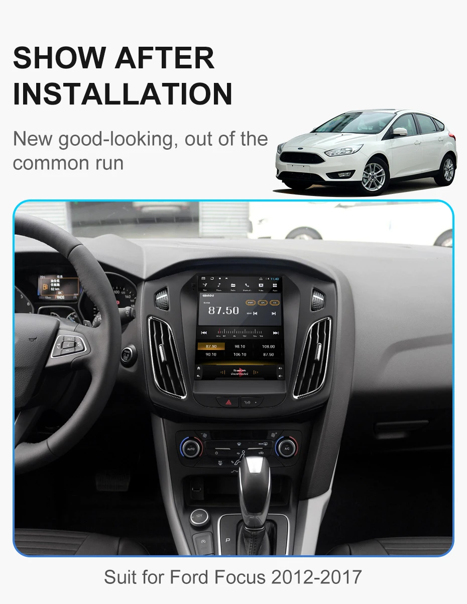 Cheap Isudar H53 Vertical 1 Din Android Auto Radio For Ford/Focus 2012- GPS Car Multimedia Video Player RAM 4G ROM 64G For Tesla Model 4