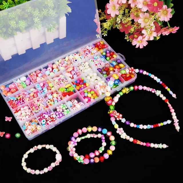 DIY handmade beaded toys and accessories set children creative girls weaving bracelet jewelry making toys education children gif 5