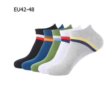 

Spring summer autumn men elastic invisible ankle combed cotton socks striped socks plus size 42- 45 46 47 48