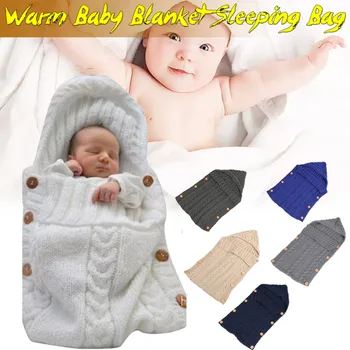 

Newborn Baby Cute Knitted Crochet Hooded Sleeping Bags Babies Swaddle Wrap Swaddling Blanket Sleep Bag