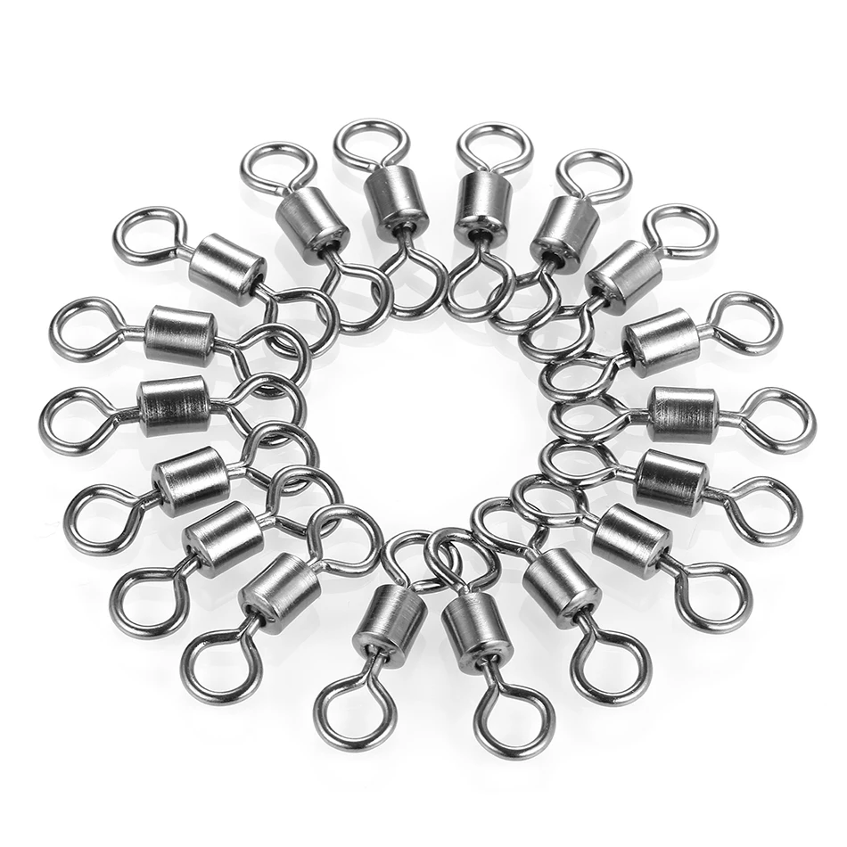 Fishing Swivels 50PCS/Lot Ball Bearing Swivel with Safety Snap Solid Rings Rolling Swivel for Carp Fishing Accessories