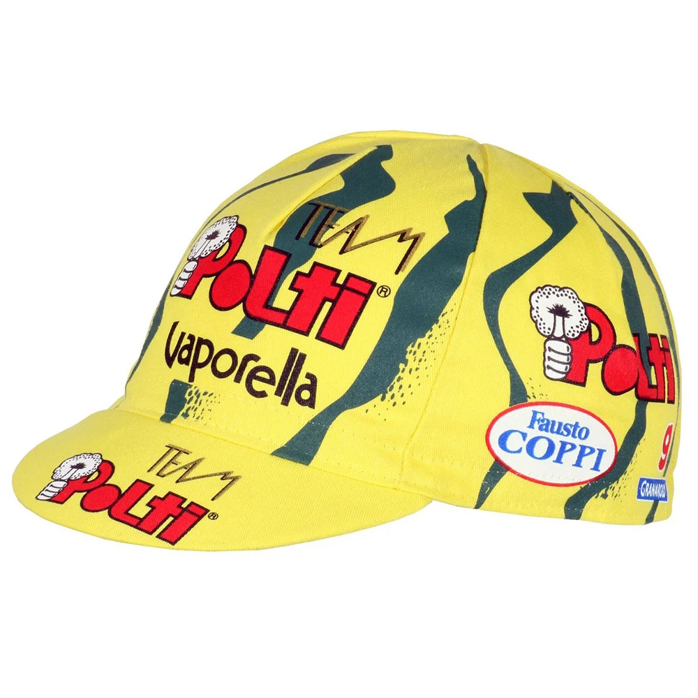 New TEAM POLTI Cycling Caps Yellow Bike Hat One Size Fits Most