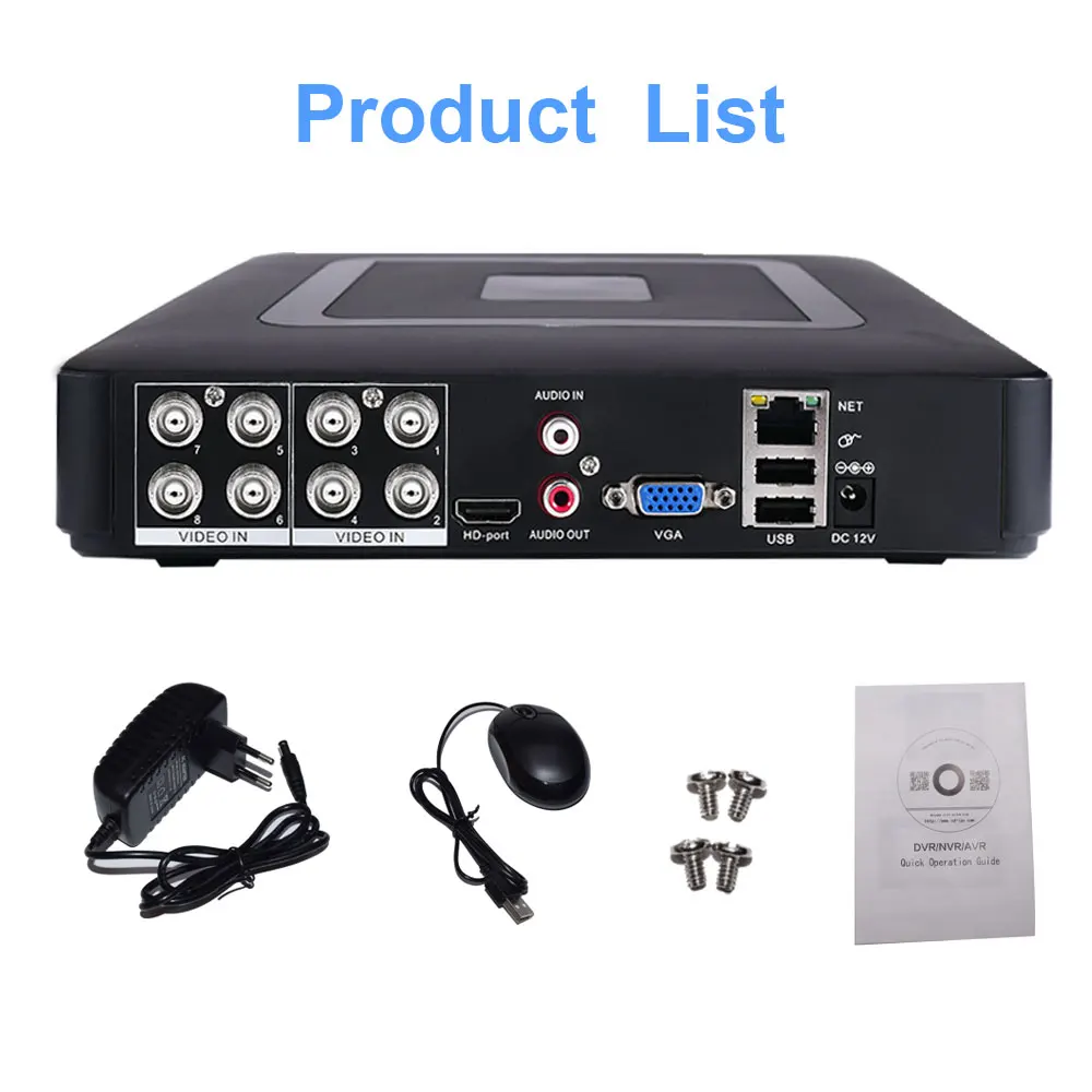 Minicámara DVR de 8 canales, sistema de seguridad, videovigilancia en la nube, compatible con 1080P, 2MP, AHD, CVI, TVI, P2P