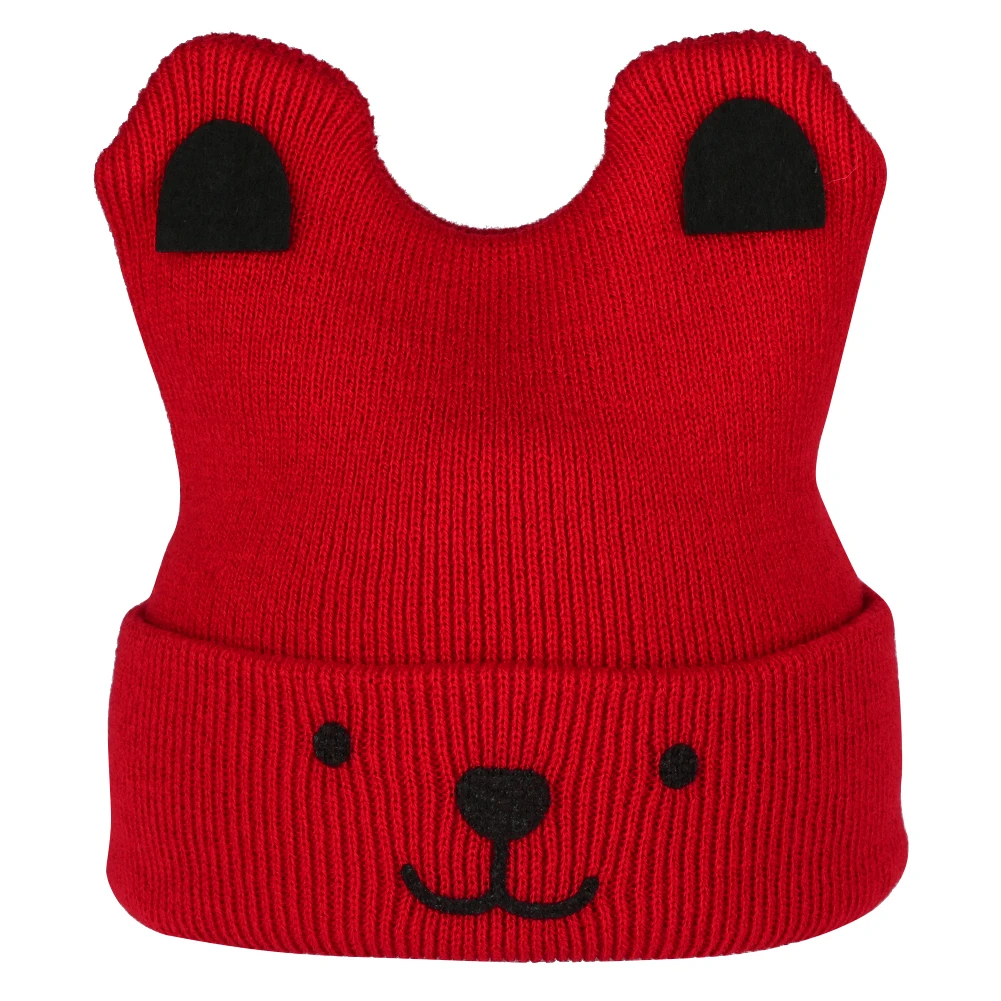 Милая шапка с собачьими ушками для маленьких девочек, зимние теплые вязаные шапки, лыжная шапочка, детская шапка с животными для новорожденных