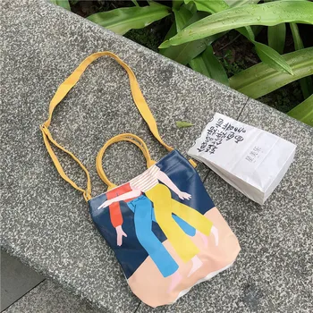 

Youth Korean Fashion Stylish Printing Handbag Female Teenager 2020 Summer Tide High Street Chic Small Size Fabric Messenger Bag