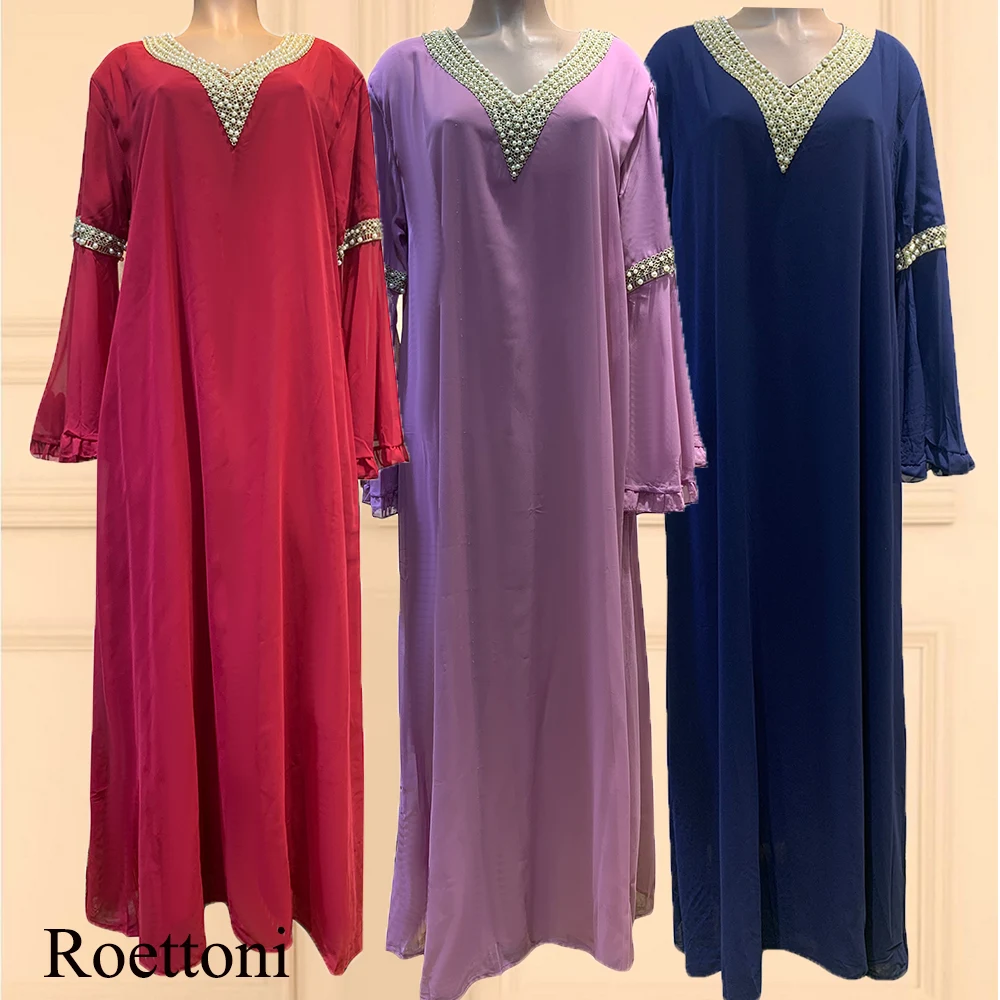 

Chiffon Muslim Kaftan Abaya Maxi Embroidered Middle East Dubai Turkey Womens Long Dress With Scarf Prayer Outwear Prom Skirts07