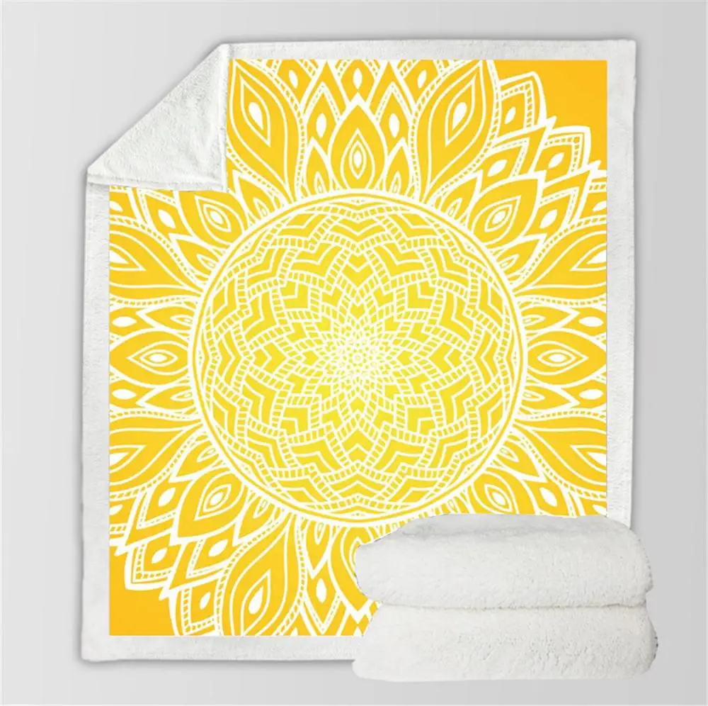 Bohemian Mandala Rectangle Blankets For Beds Thick Warm Plush Velvet Blanket Winter Soft Throw Blanket For Adult Kids Bedclothes - Color: Color 6