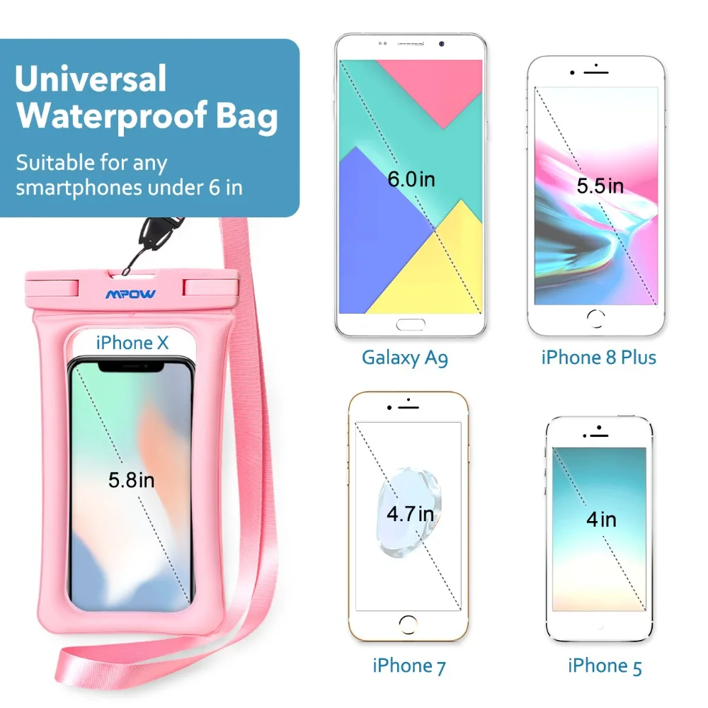 Mpow Waterproof Phone Pouch IPX8 Universal Phone Case Pouch Floatable Dry Bag For iPhone X88plus77plus6s66s Plus Samsung (7)