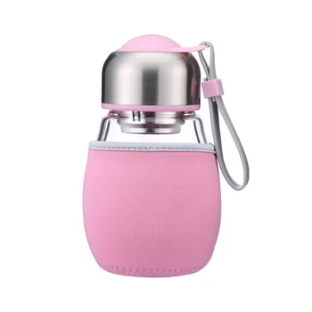 

New 3 colors 400ML Large Shaped Portable Glass Water Plus Set