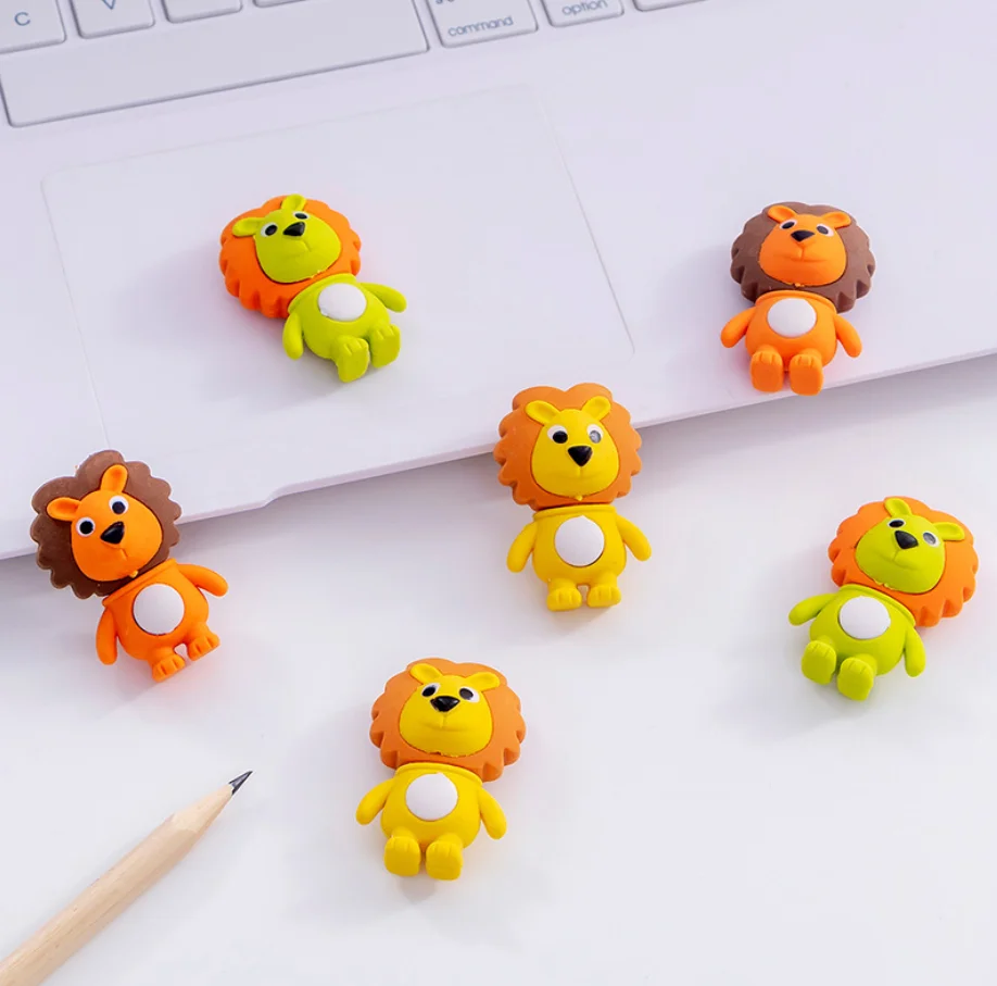 2 шт. Львы Прекрасный милый резиновый ластик для карандаша канцелярские товары