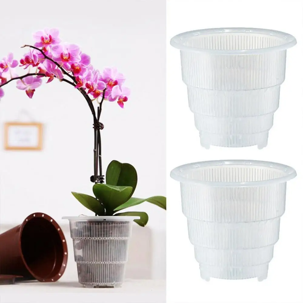 6 Inch Flower Container Planter Mesh Pot Plastic Clear Orchid Gardening Decoration