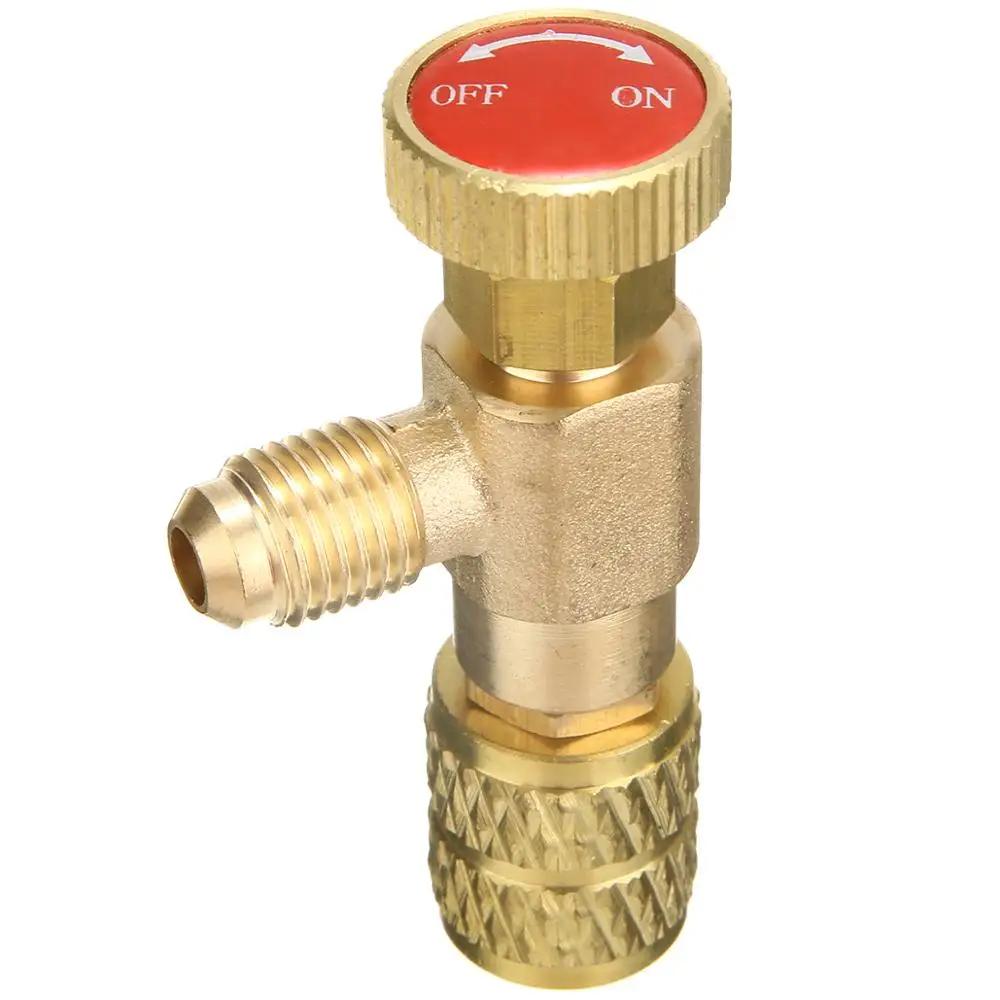 

Клапаны холодильника Mayitr R410A, 1 шт., заряжающий шланг для кондиционера, клапан управления потоком, адаптер 1/4 дюйма SAE Male до 5/16 дюйма SAE Famale