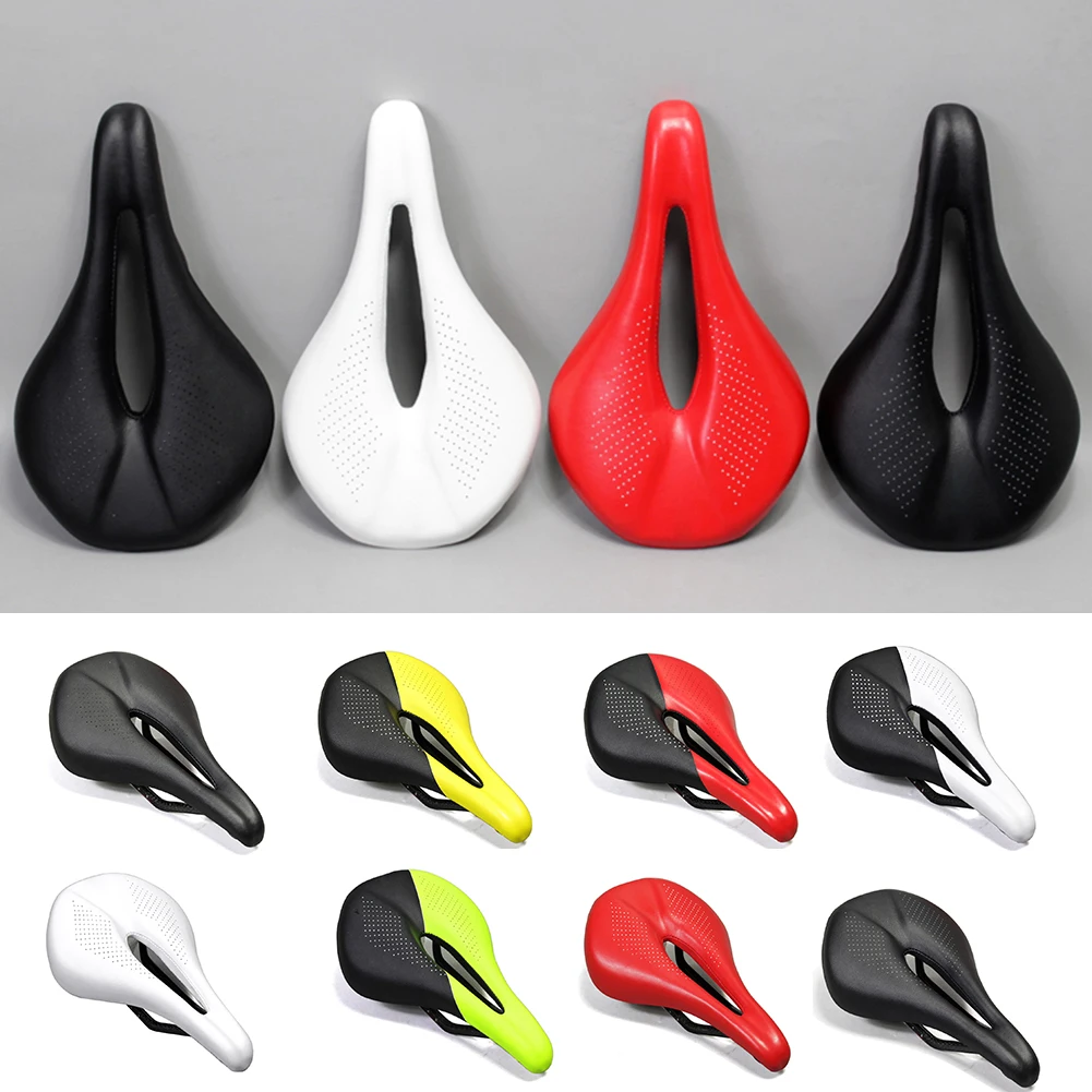 Carbon Fiber Waterproof Hollowed Out Dual Spring Ventilation Wear Resistant Ergonomic Elastic Bike Saddle Soft Replacement