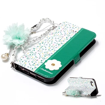 

For iPhone 5 5s SE Case Flip Cover Wallet Card Case For iPhone 11 Pro X XR XS Max 6 6s 7 8 Plus Hand Chain Floral Leather Case