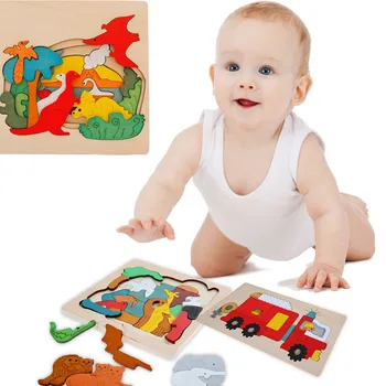 

Puzzle Toys Wooden Animal Transport Multi-imensional 3d Jigsaw Puzzle Multilayer Early Educational learning toys For Children