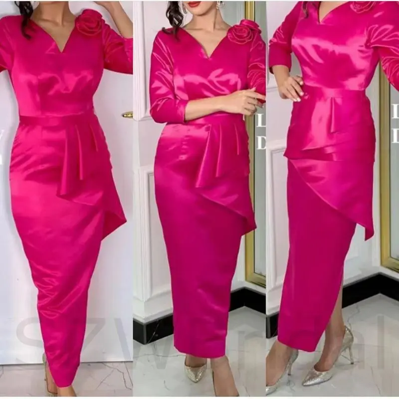 

New Arrival V Neck Long sleeve Evening dress Ankle Length Evening gowns Vestidos de fiesta abendkleider 2024 Prom dresses