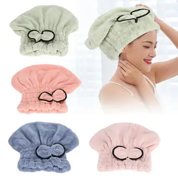 

Shower Cap Hat Bow Decoration Bathroom Hats Quick Drying Women Girls Lady Bathing Quickly Dry Hair Cap Bath