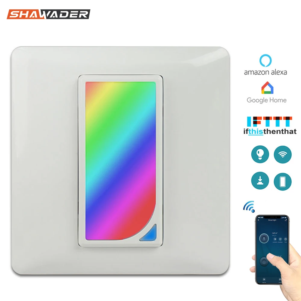 Дистанционный переключатель освещения перключатель RGB ночник WiFi настенный переключатель лампы Таймер удаленный голос с программным управлением работает с Google Home Alexa