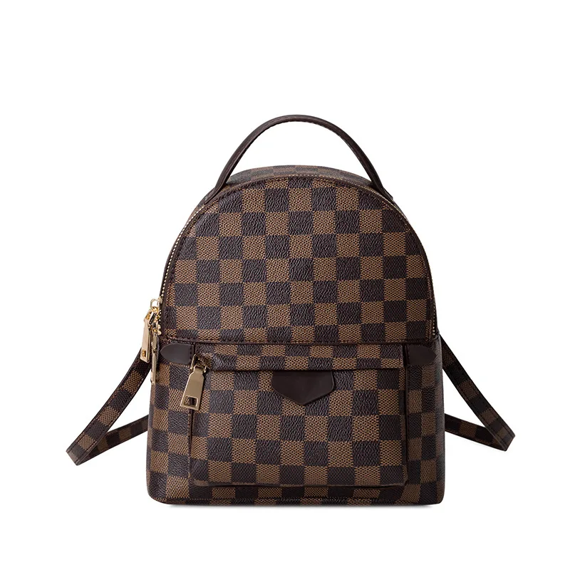 

Backpacks for Women Brown Lattice Bags Brand Bags Female Backpacks Shoulder Bag PU Leather High Quality Ladies Fashion Bags