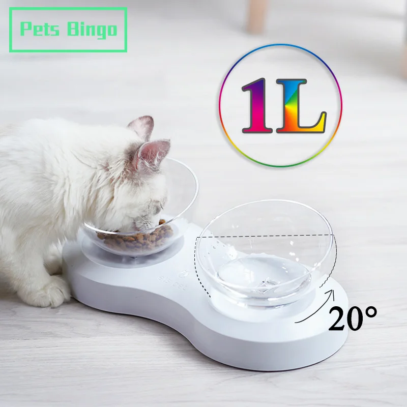 

Pets Bingo 1L Dog Waterer Non-slip Cat Feeders Easy To Clean Double Bowl Multifunction Puppy Drinking Fountain Pet Supplies