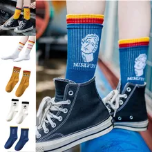 Новые спортивные носки для бега, женские носки с мультяшным принтом, цветные носки для бега, подарок с надписью, забавные хлопковые носки до середины икры, комплект для снежной прогулки походы#35924