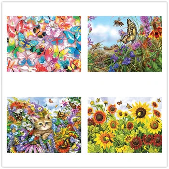 

Diy 5D Diamond Painting Full Square Round Scenery Diamond Embroidery Butterfly Flower Rhinestones Christmas Decorations For Home