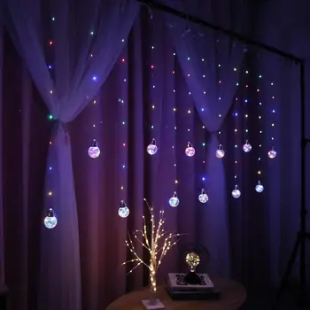 

Remote Control Copper Wire Globe Bulb Window Curtain Lights USB Operated Crystal Wishing Ball Fairy String Light for Bedroom