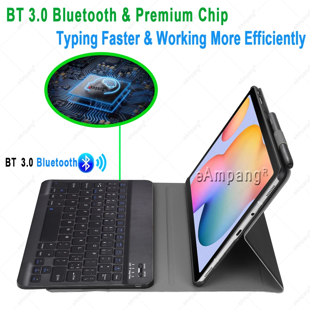 Portuguese Keyboard Case For Samsung Galaxy Tab S6 Lite 10.4 S6 S4 S5E S7 11 10.5 P610 P615 T860 T865 T830 T835 T720 T725 Cover