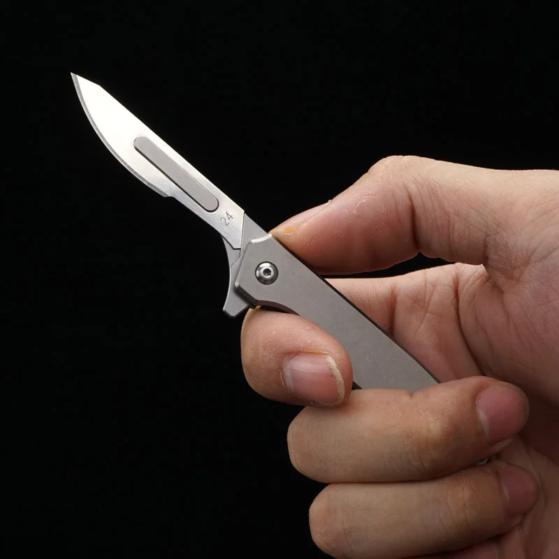 HWZBBEN Scalpels EDC медицинский нож складной из титанового сплава с 10 шт. NO.24 лезвиями