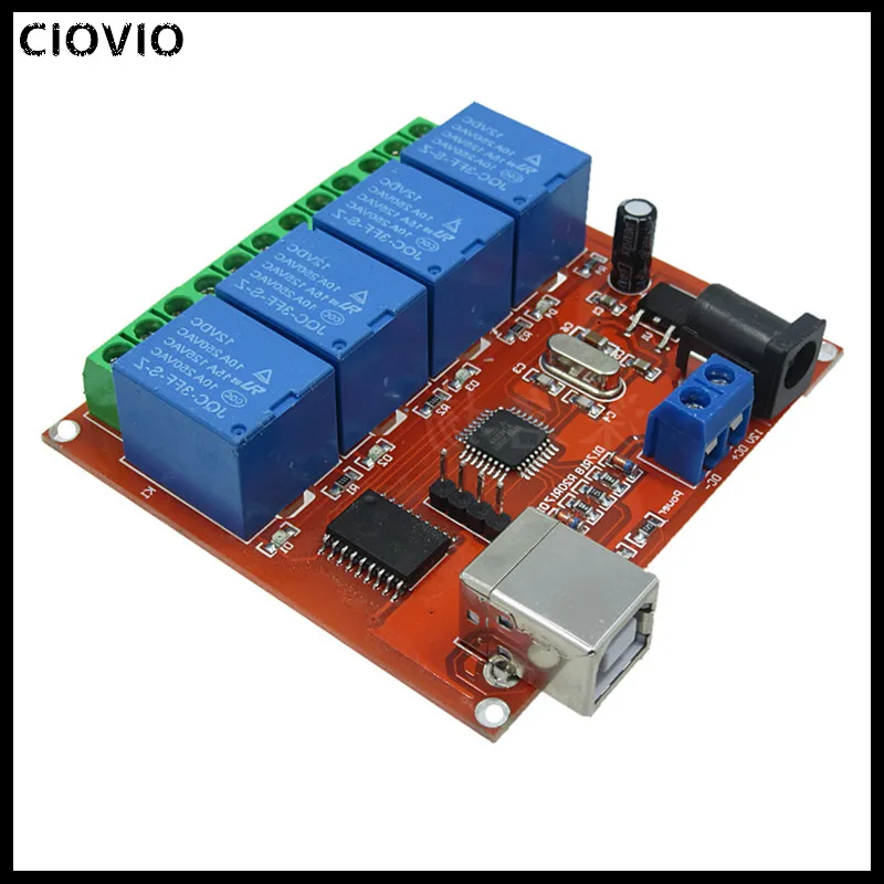 

CIOVIO 4 channel Relay Module 12V computer USB control switch drive-free relay module PC intelligent controller new