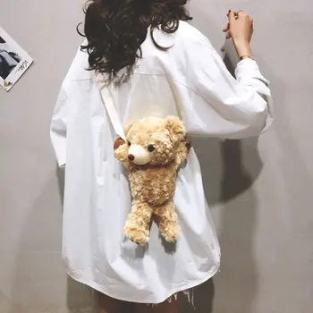 

2019 New Litter Teddy Bear Plush Bag Cartoon Cute Plush Bear Shoulder Backpack Schoolbag Children Girl Bag plush doll toys gift