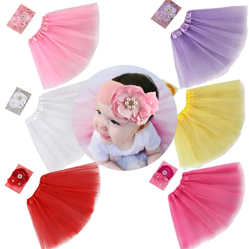 

Baby Girls Tutu Skirt Princess Infant Baby Girl Tutu Skirt 3 Layers Tulle Puff Ball Dress Headband Hairband Flower Photography n