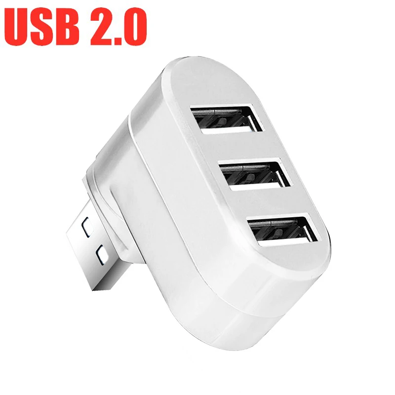 White1 Usb-хаб 3,0 Mini 3 порта USb spilter адаптер Hab 2,0+ 3,0 концентратор для зарядки высокоскоростной Вращающийся адаптер multi USb для портативных ПК - Цвет: White1