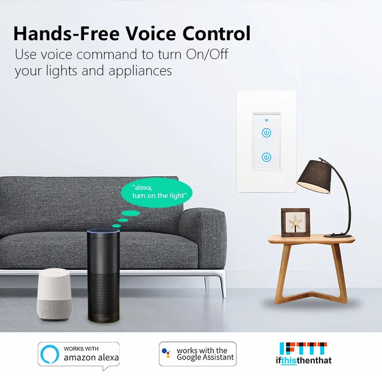 ACCKIP совместим с Google Amazon Alexa Tuya APP пульт дистанционного управления умный настенный светильник Wifi беспроводной настенный сенсорный переключатель