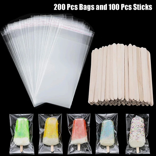 300Pcs Novelty Popsicles Making Sticks Colorful Design Ice Cream DIY Wooden  Sticks Craft Sticks