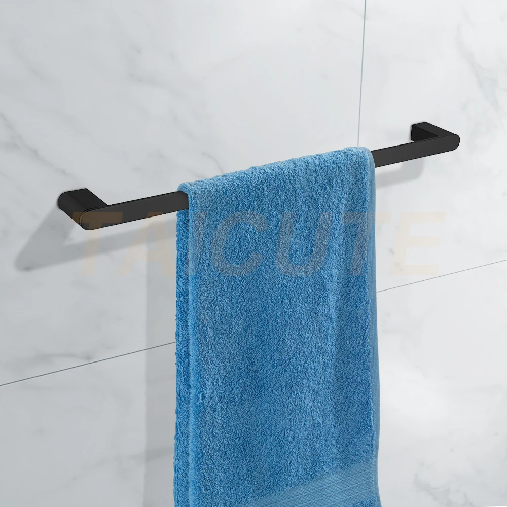 Description Picture 4 of itemTAICUTE Black Bathroom Accessories Hardware Sets Premium Stainless Steel Towel Rack Bar Hook Toilet Paper Roll Holder Brush