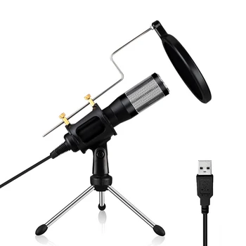 

Microphone Condenser Sound Recording Mic Set USB Plug With Shock Mount For Radio Braodcasting Singing Recording KTV Karaoke