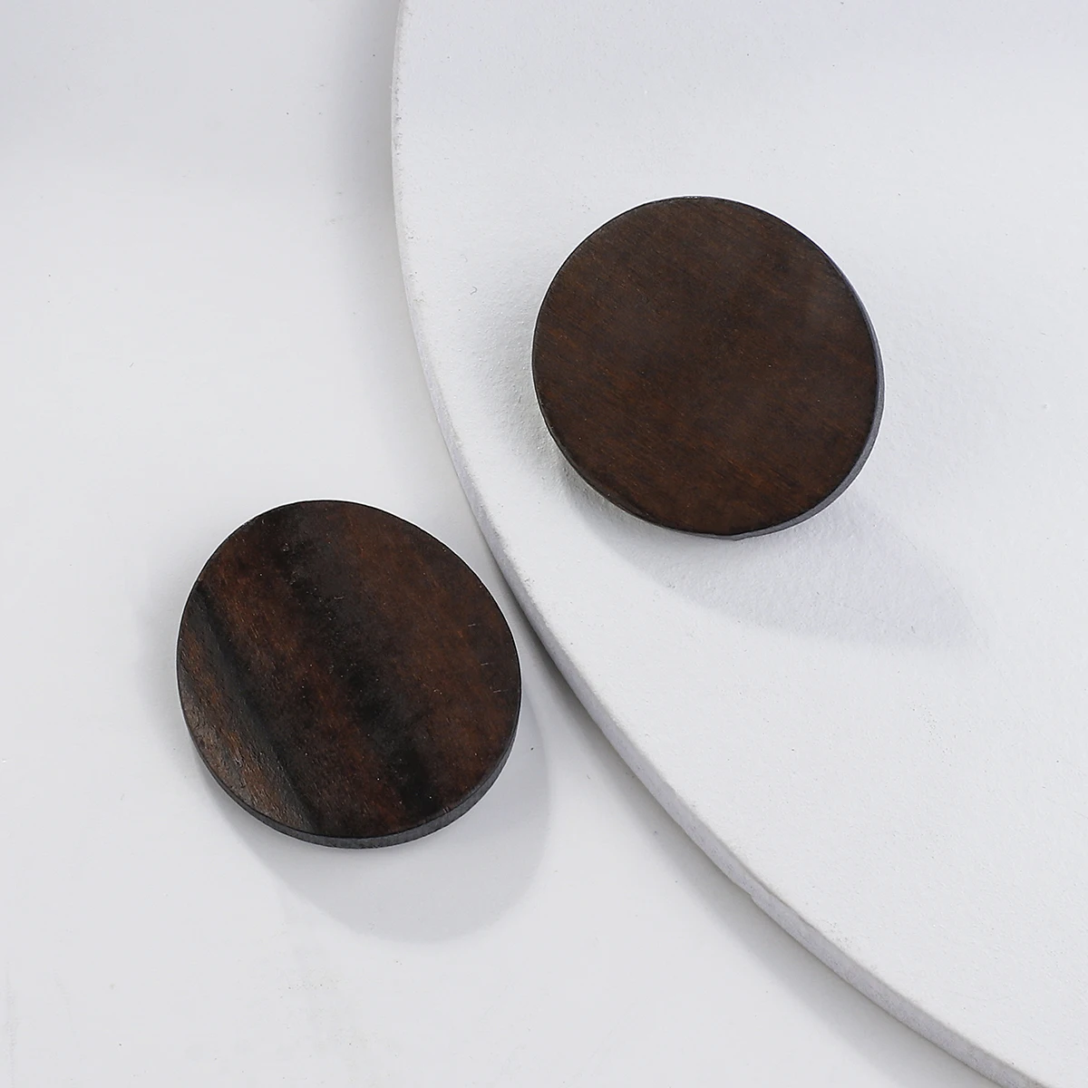 Pendant Earrings AENSOA Round Wooden Earrings For Women Vintage 4 Color Wood Statement Pendant Earrings Costume Jewellery Gift
