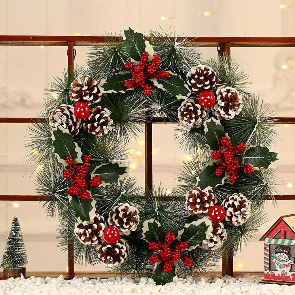 Декоративный венок, Рождественское украшение, дверь, Настенное подвесное украшение, гирлянда, navidad, рождественский подарок, d91025 - Цвет: b