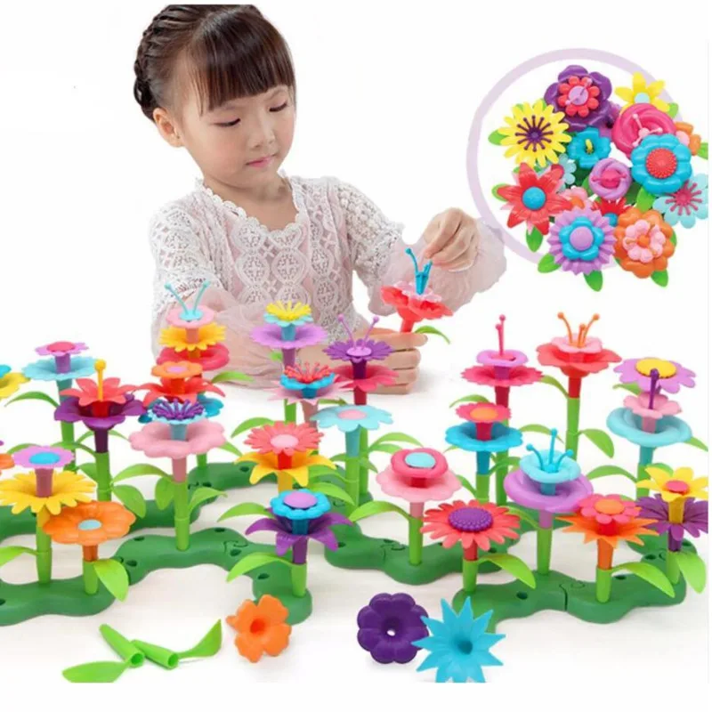 

46pcs/set Flower Garden Series Toys For Girls DIY Flower Arrangement Blocks Bricks Creative Educational Assembling Toys Gifts