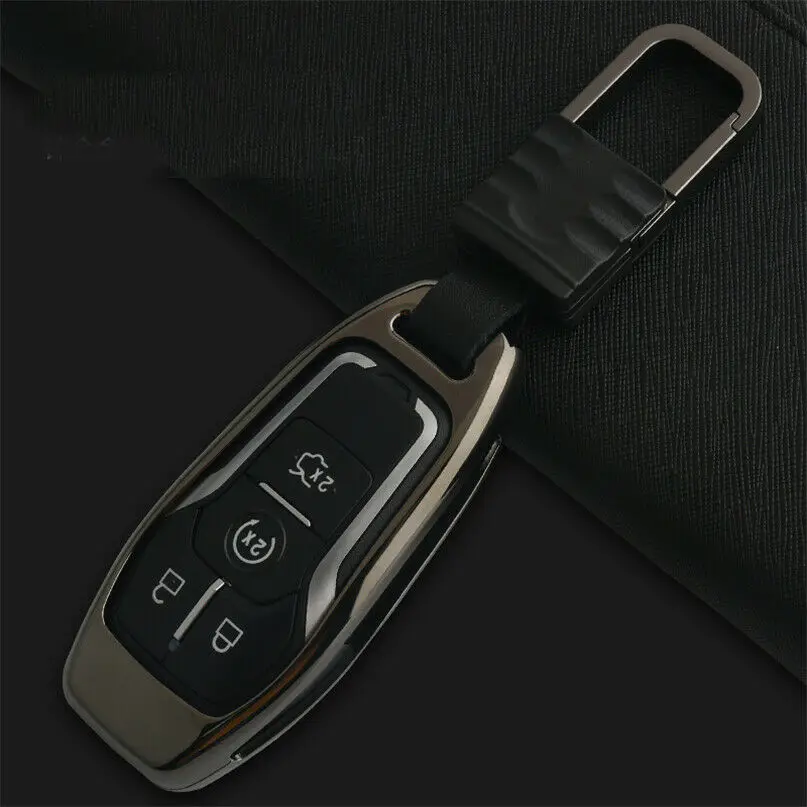 Чехол для ключей из цинкового сплава с брелком для Ford Lincoln MKZ MKC MKX Mustang F-150 Explorer - Название цвета: Gray