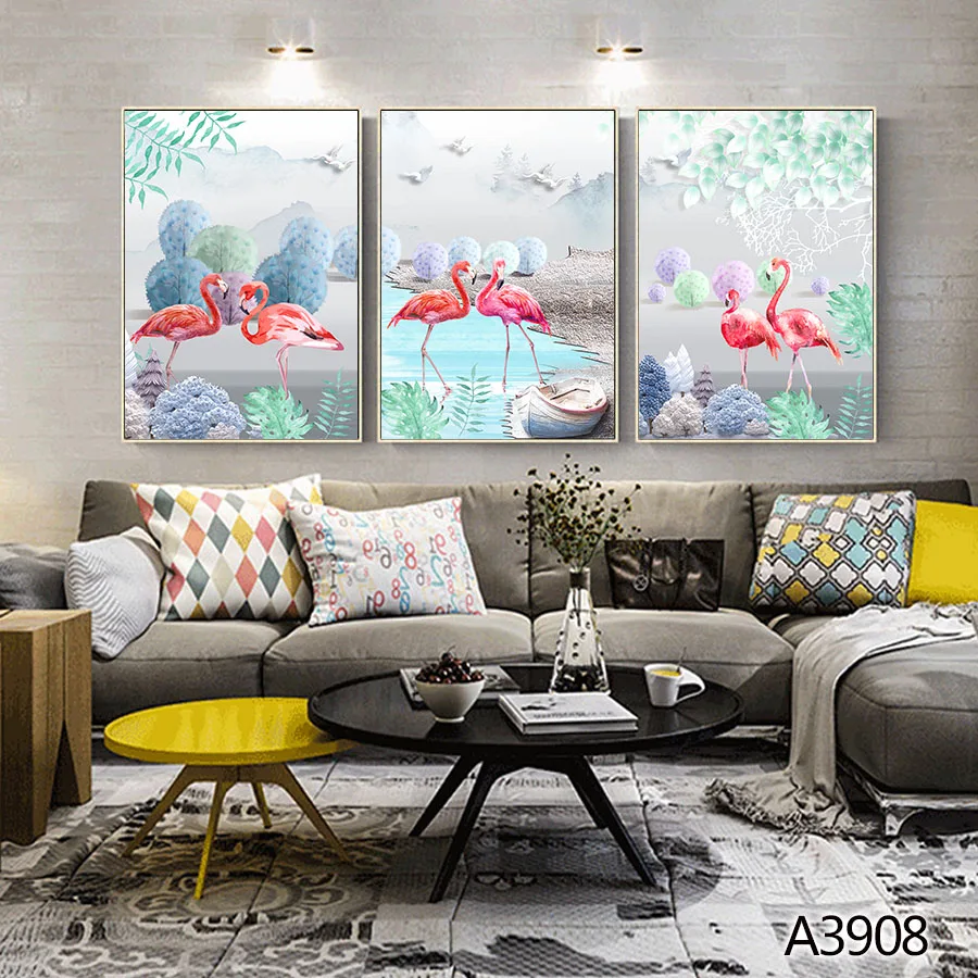 

Pink Red-crowned Crane, Living Room, Home Decoration Painting, Oil Painting, Wall, Art, Printing, Poster, Color Painting, Birds,