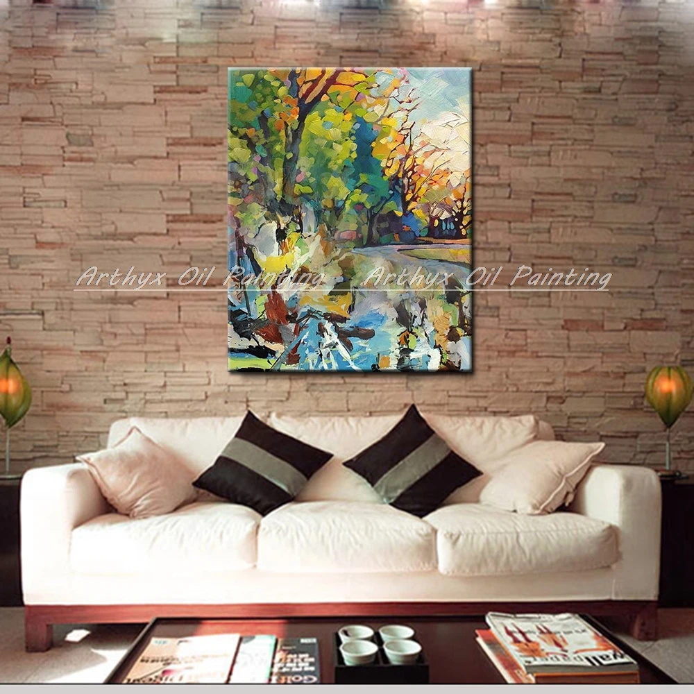 Arthyx ручная роспись пышный лесной пейзаж картина маслом на холсте Современная