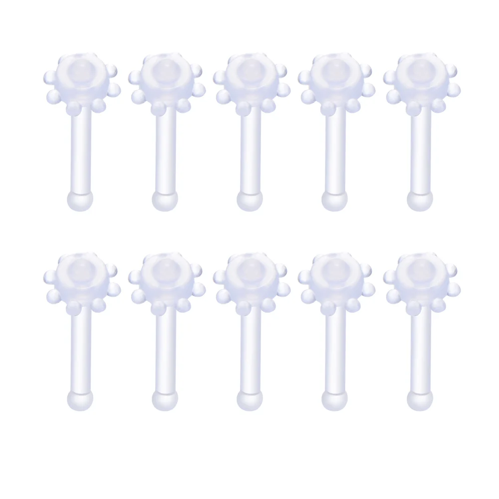 Sun Flower 2 10 шт./партия, прозрачные, биофлекс, носовые ногти, 10 форм, носовые ногти, модные серьги для пирсинга, ювелирные изделия - Окраска металла: Sun Flower 2