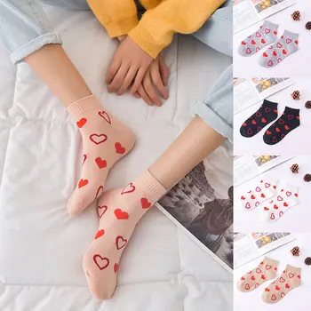 

Ankle Socks Funny Short Sports Foot Socks Hosiery Red Heart Printed Socks Women Ladies Blak Pink Short Boat Socks White Sock New