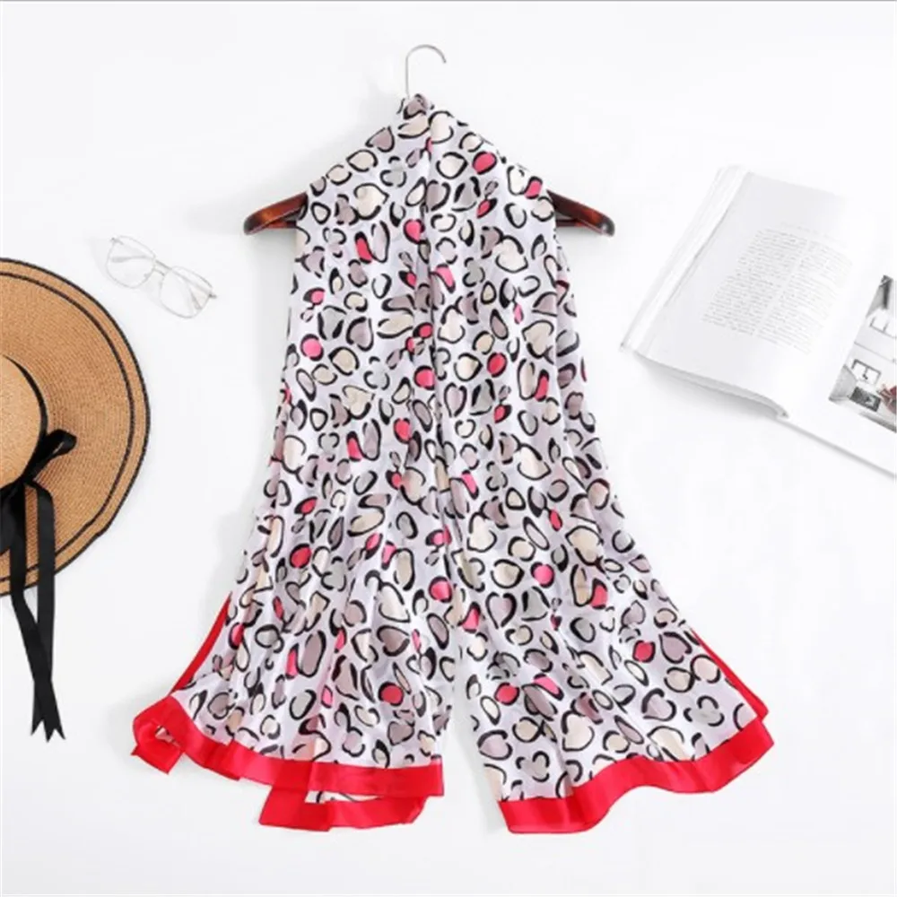 

Spring Summer New Ladies Simulation Silk Scarf Beach Towel Shawl Silk Satin Print Scarf New Arrival