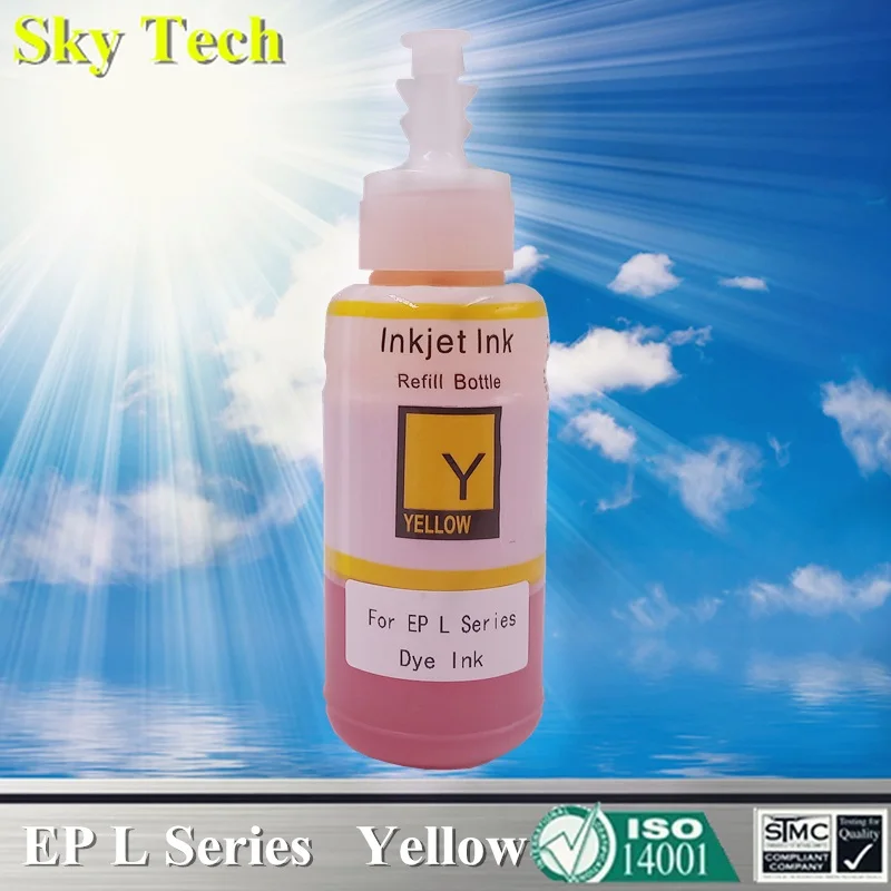 Yellow Баночка с чернилами для принтера Epson L серии принтер для L100 L110 L200 L210 L300 L350 L355 L550 L555 L800 L801 и т. д - Цвет: Yellow