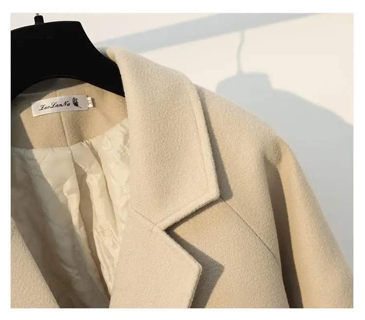 3XL, зимнее женское Шерстяное Пальто большого размера, повседневное двубортное тонкое длинное пальто, женское плотное пальто, 2XL, плюс размер, шерстяная верхняя одежда